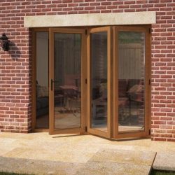 brown bi-fold doors on patio